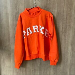 Parke orange Mock Neck Sweatshirt with White Appliqué Letters